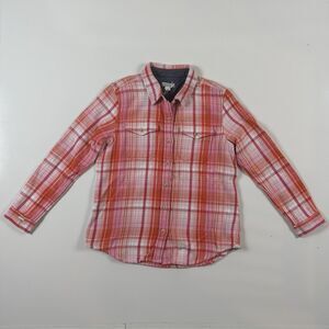 Outerknown Blanket Plaid Shirt Womens Flannel Long Sleeve Pink Orange XS/S